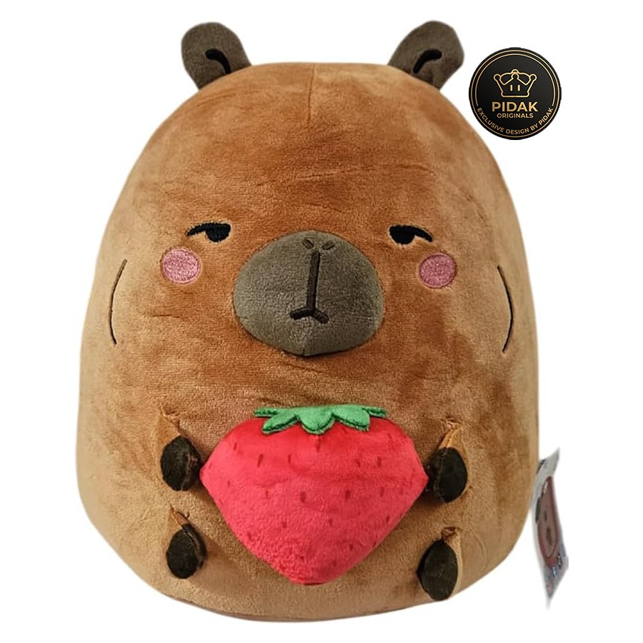 Capiberry Peluche Capibara con Fragola 30 cm Esclusivo PIDAK – Capibara Kawaii Morbida da Collezione