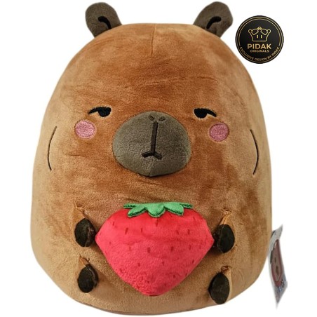 Capiberry Peluche Capibara con Fragola 30 cm Esclusivo PIDAK – Capibara Kawaii Morbida da Collezione