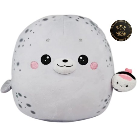 Giovina la Fochina Peluche Foca con Sushi 30 cm Esclusivo PIDAK – Foca Kawaii Morbida da Collezione