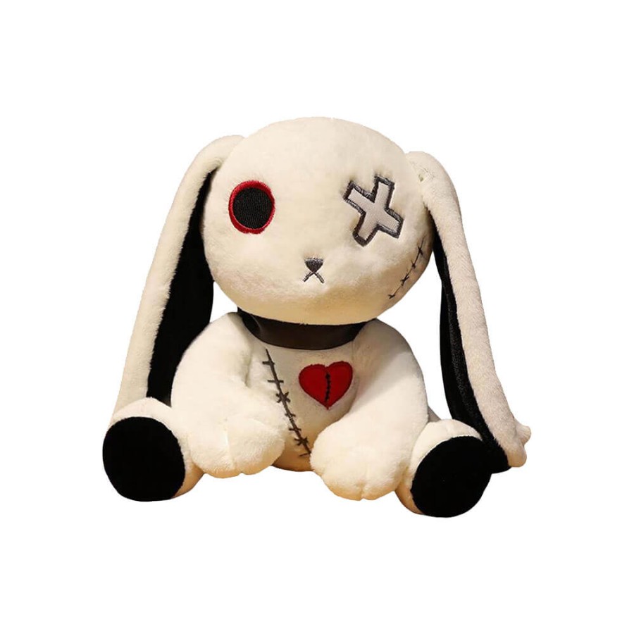 Peluche Coniglio Dark Seduto Bianco 23 cm morbido e di alta qualità