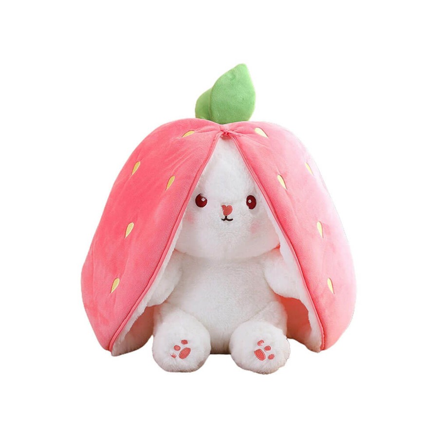 Peluche Coniglio Fragola con Chiusura 25 cm morbido e di alta qualità