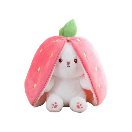 Peluche Coniglio Fragola con Chiusura 25 cm morbido e di alta qualità
