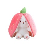 Peluche Coniglio Fragola con Chiusura 25 cm morbido e di alta qualità