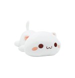 Peluche Gatto Chibi Sdraiato Bianco 40 cm morbido e di alta qualità