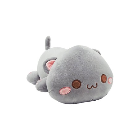 Peluche Gatto Chibi Sdraiato Grigio 90 cm morbido e di alta qualità