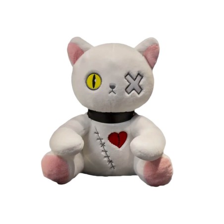 Peluche Gatto Dark Seduto Bianco 25 cm morbido e di alta qualità