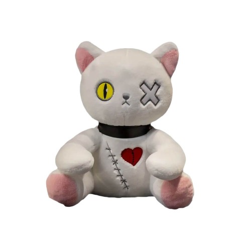 Peluche Gatto Dark Seduto Bianco 30 cm morbido e di alta qualità