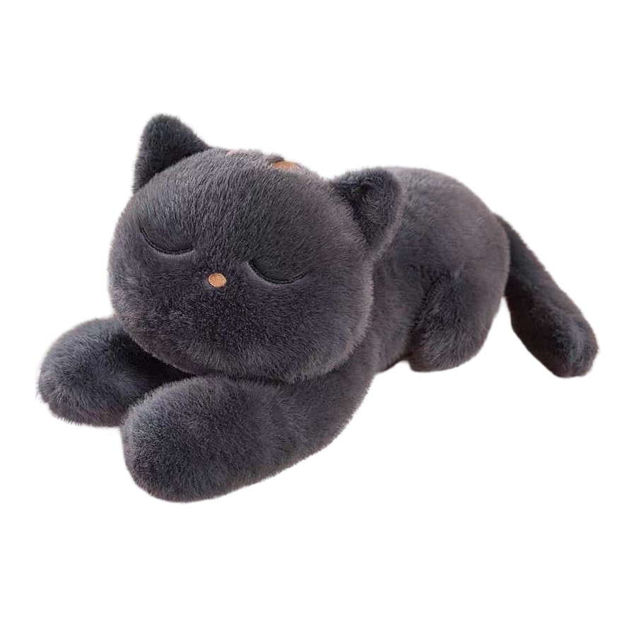 Peluche Gatto Grigio 60 cm – Gatto Kawaii Morbido con Occhi Chiusi e Design Realistico