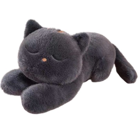 Peluche Gatto Grigio 90 cm – Gatto Kawaii Gigante con Occhi Chiusi e Design Realistico
