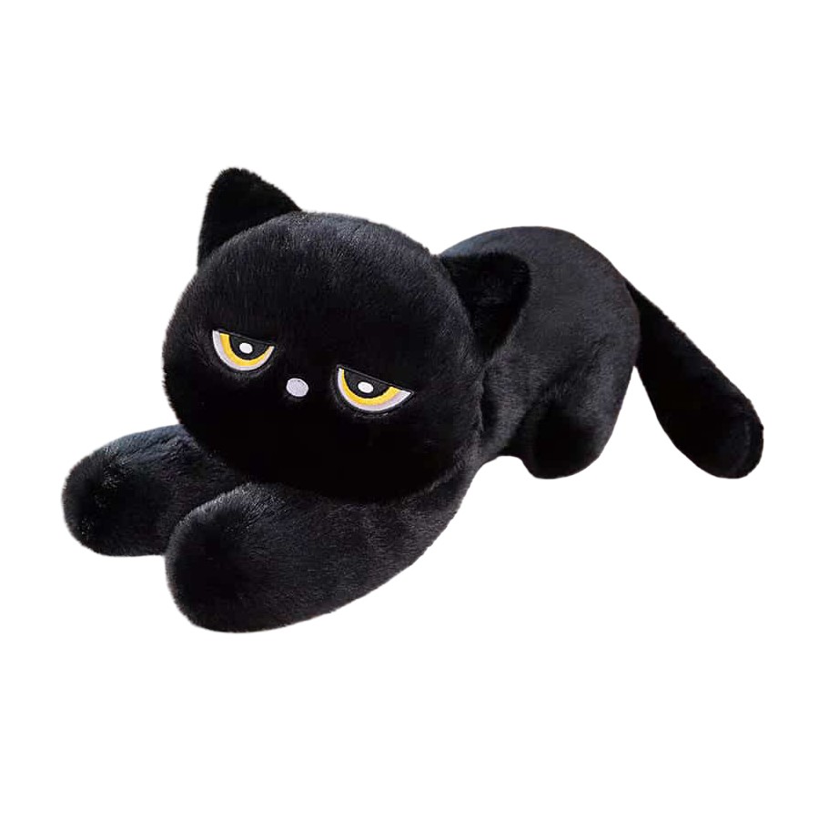Peluche Gatto Nero 120 cm – Gatto Kawaii Morbido con Occhi Gialli e Design Realistico