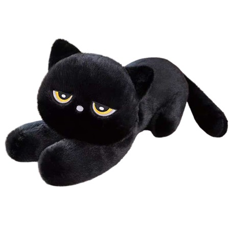 Peluche Gatto Nero 90 cm – Gatto Kawaii Morbido con Occhi Gialli e Design Realistico
