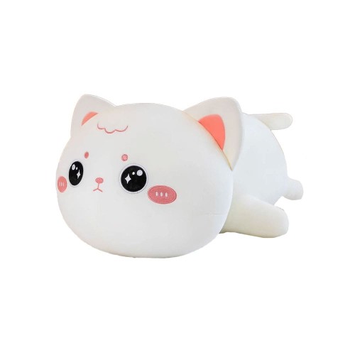 Peluche Gatto Occhi Dolci Sdraiato Bianco 50 cm morbido e di alta qualità