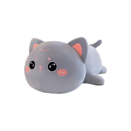 Peluche Gatto Occhi Dolci Sdraiato Grigio 40 cm morbido e di alta qualità