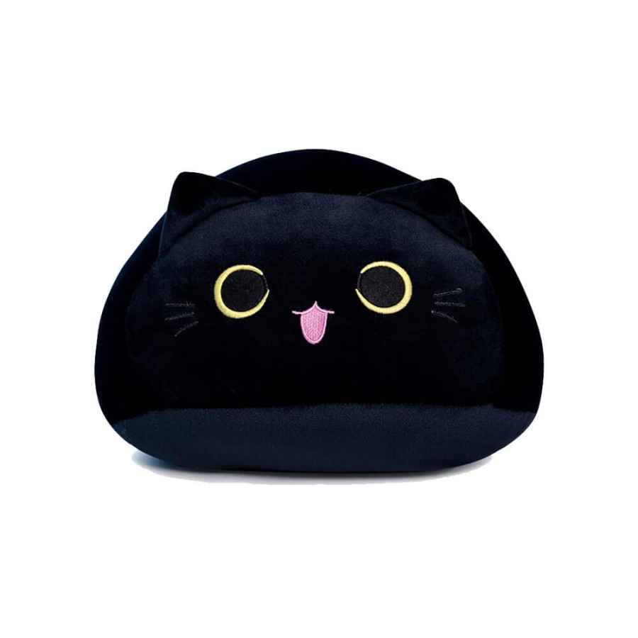 Peluche Gatto Sfera Bocca Aperta Nero 30 cm morbido e di alta qualità