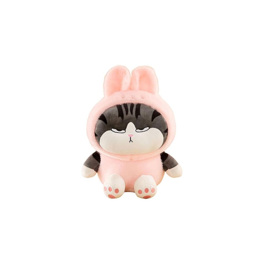 Peluche Gatto Soriano Seduto Vestito Coniglio Rosa 35 cm morbido e di alta qualità
