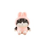 Peluche Gatto Soriano Seduto Vestito Coniglio Rosa 35 cm morbido e di alta qualità