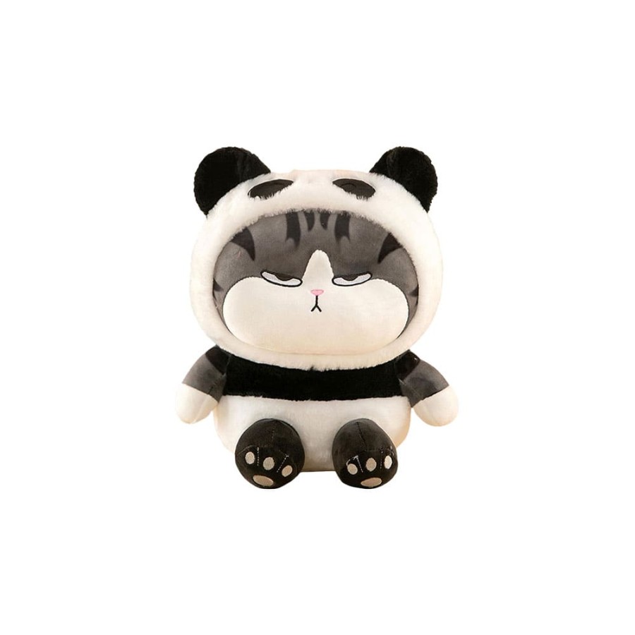 Peluche Gatto Soriano Seduto Vestito Panda 35 cm morbido e di alta qualità