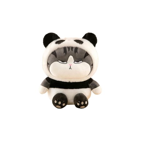 Peluche Gatto Soriano Seduto Vestito Panda 35 cm morbido e di alta qualità
