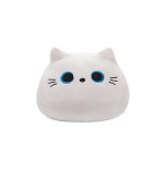 Peluche Gatto Tondo Bianco Occhi Azzurri con Coda 40 cm morbido e di alta qualità