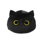Peluche Gatto Tondo Nero Occhi Gialli con Coda 55 cm morbido e di alta qualità