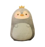 Peluche Pinguino Grigio con Corona 80 cm morbido e di alta qualità