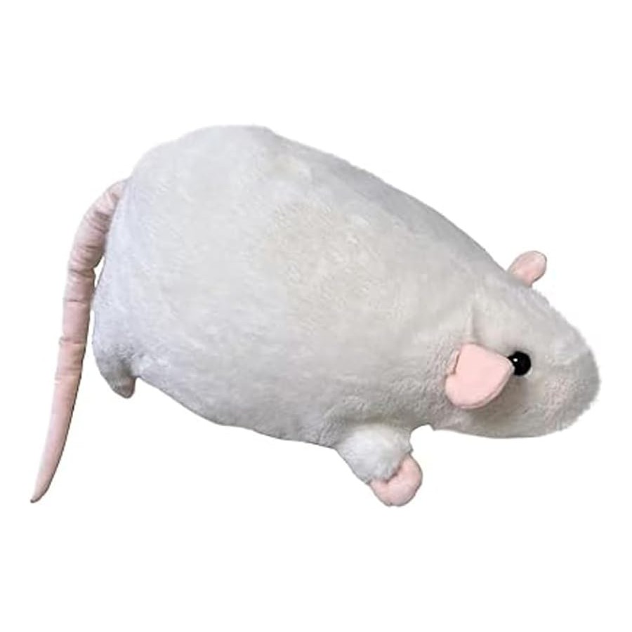 Peluche Topolino Bianco 40 cm – Topo Morbido Kawaii con Coda Rosa