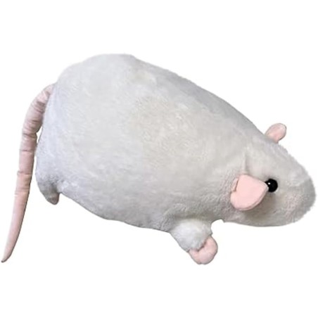 Peluche Topolino Bianco 40 cm – Topo Morbido Kawaii con Coda Rosa