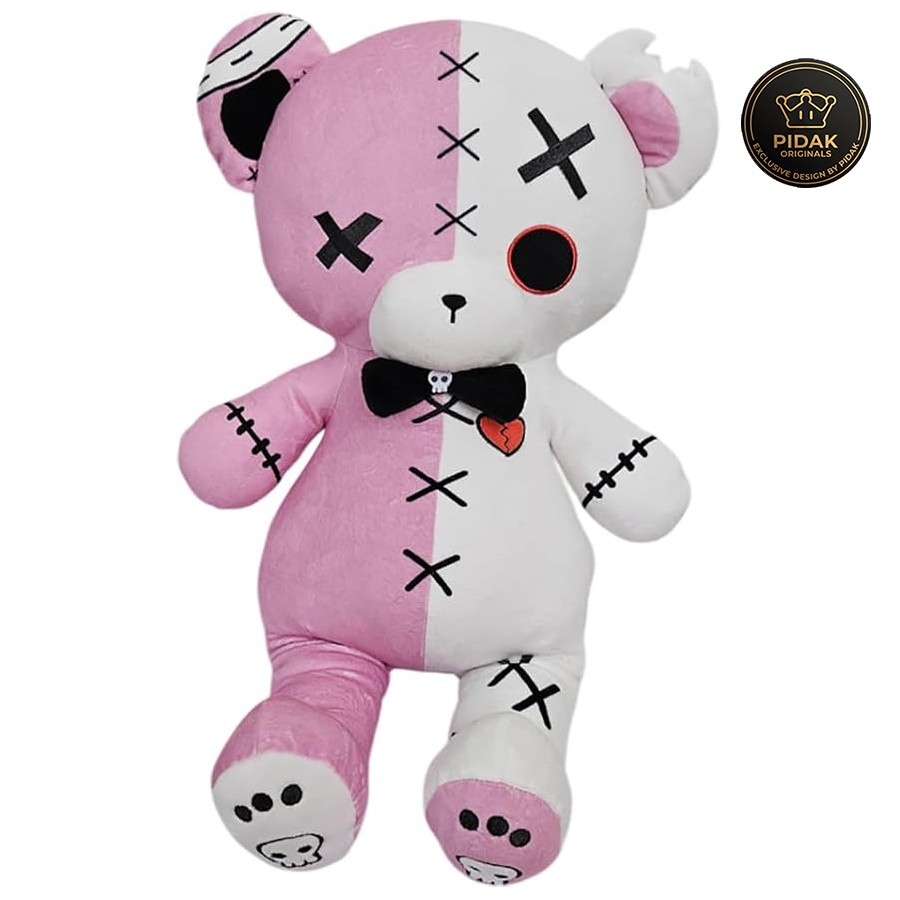TeddyGoth Peluche Orso Gotico 50 cm Esclusivo PIDAK – Orso Gothic Kawaii Rosa e Bianco da Collezione