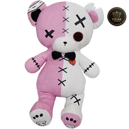 TeddyGoth Peluche Orso Gotico 50 cm Esclusivo PIDAK – Orso Gothic Kawaii Rosa e Bianco da Collezione