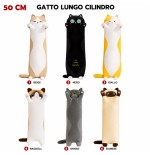 Peluche Gatto Lungo Cilindro 50 cm - 6 Varianti Colore