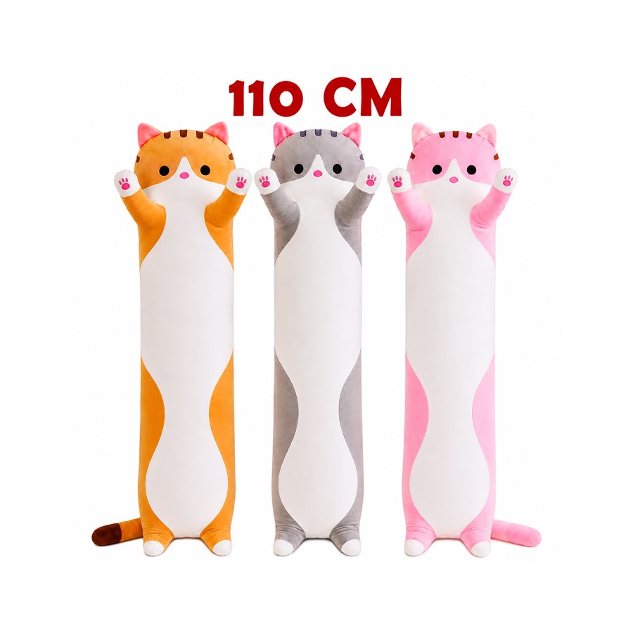 Peluche Gatto Lungo Cilindro 110 cm XXL – 3 Varianti – Assemblato in Italia
