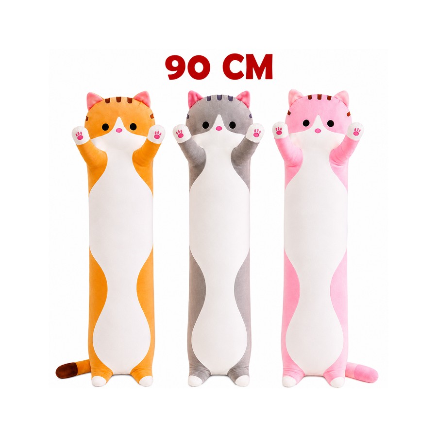 Peluche Gatto Lungo Cilindro 90 cm – 3 Varianti – Assemblato in Italia