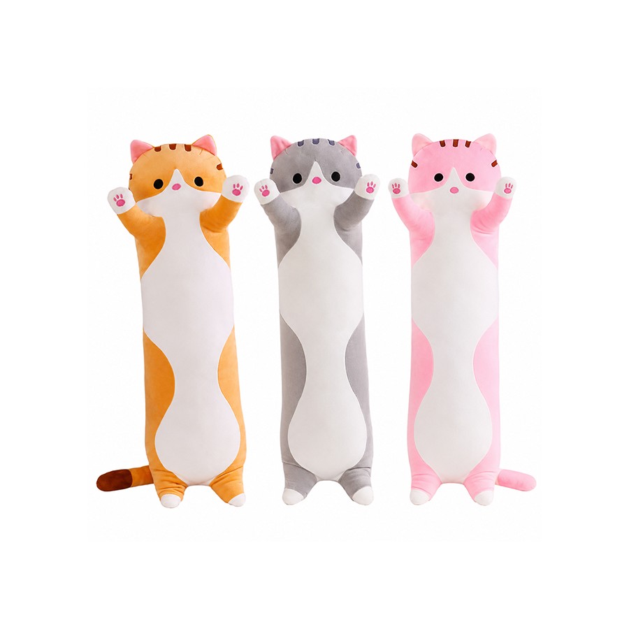 Peluche Gatto Lungo Cilindro 50 cm – Disponibile in 3 Colori